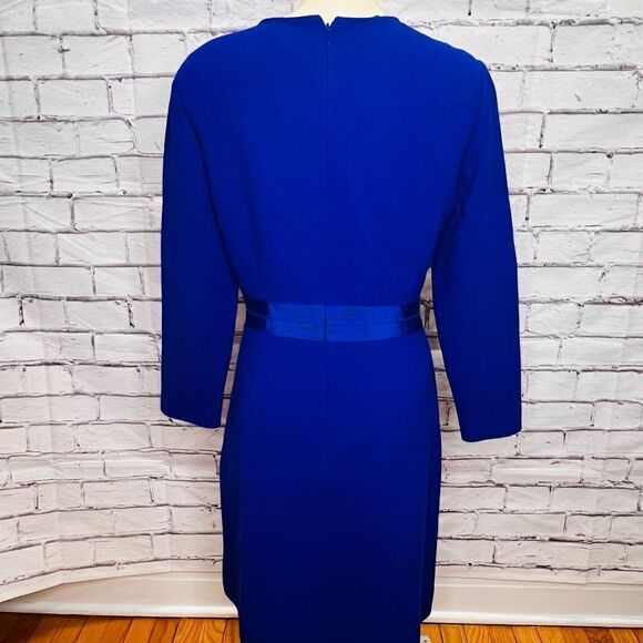J. Crew Womens Blue Lined Back Zip Long Sleeves Wool Blend Sheath Dress Size 6 - Picture 3 of 8